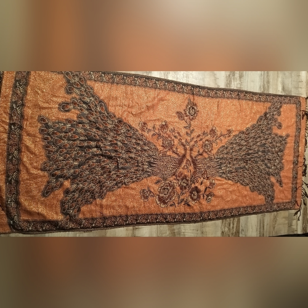 Elegant Peacock Design Shawl